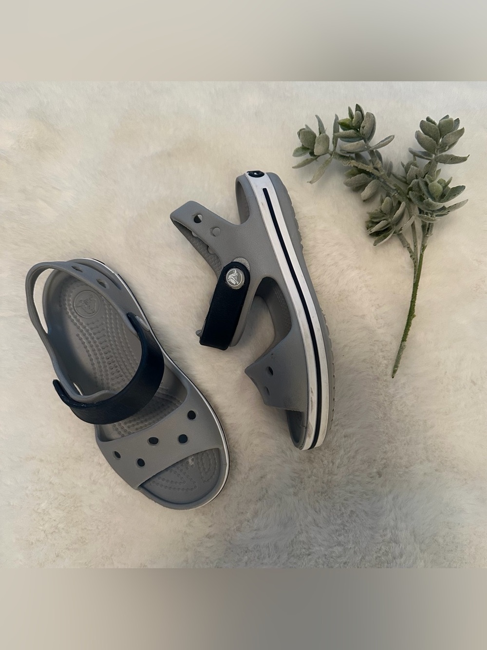 CROCS | EUC - Crocband Sandals - Size 11 - Gray/Navy
